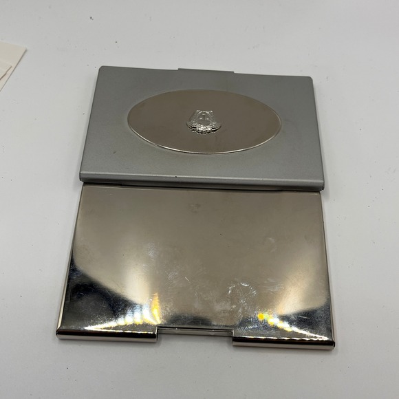 Versace Inspired Medusa Head Business Card Holder Silver Tone Metal - Picture 5 of 9